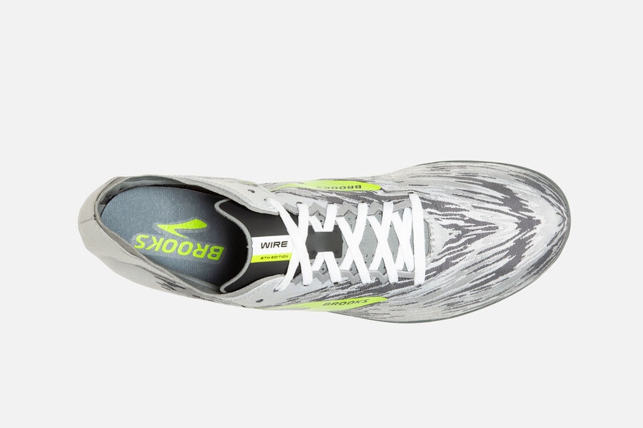 Wire v6 Brooks Spikes Shoes NZ Mens - Grey/Green - OXZCDR-927